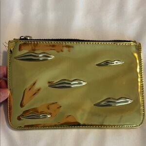 NARS Man Ray for NARS shiny gold Make up bag cosmetic bag lip embossed top zip